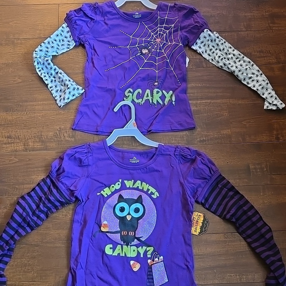 2 Long Sleeve Halloween Shirts Size M 7-8